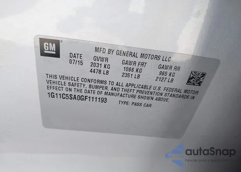 2016 Chevrolet Malibu Limited Lt из США, поврежденный, VIN 1G11C5SA0GF111193